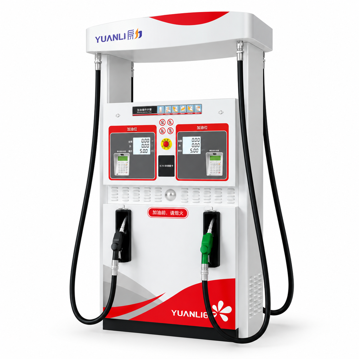 Standard dual-nozzle fuel dispenser for gas stations